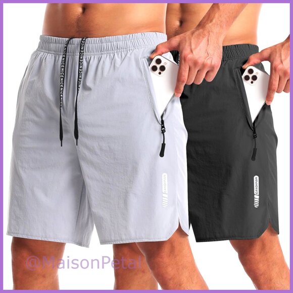 Nylon Blend Athletic Shorts 7 Inch Inseam Quick Dry Running Workout